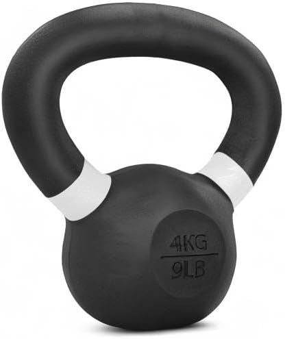 Yes4All Kettlebell, Heavy Duty Powder Coated Cast Iron Kettlebells, Non-Slip Handle & Flat Bottom