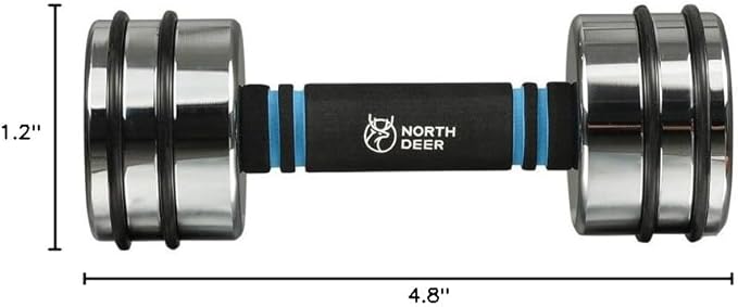 Northdeer Steel Dumbbells Ultracompact & Adjustable Chrome Dumbbell with Foam Handles 5lb 10lb 15lb