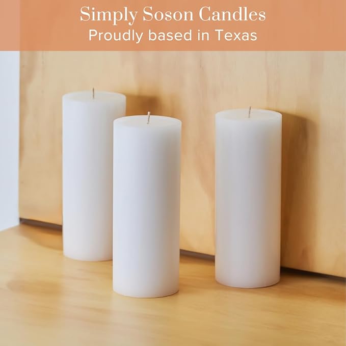 Simply Soson 2x4 inch White Pillar Candles Set of 10, Smooth Texture, Unscented White Candles