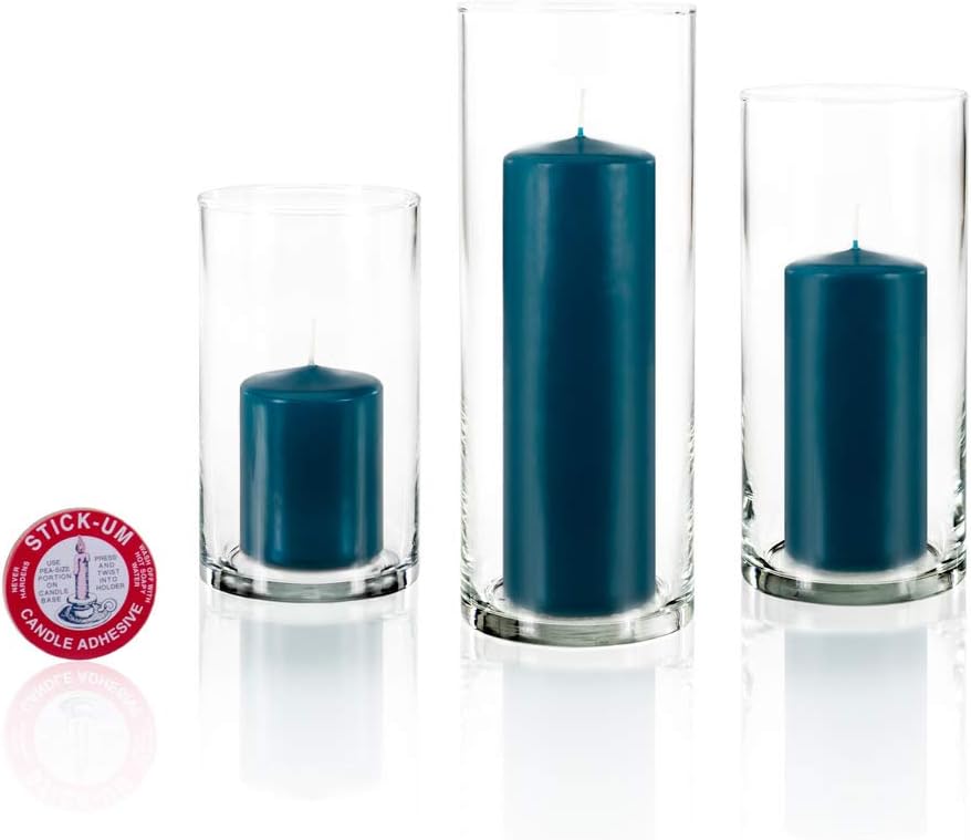 yummi Set of 36 Slim Pillars and Cylinder Vases - Sapphire