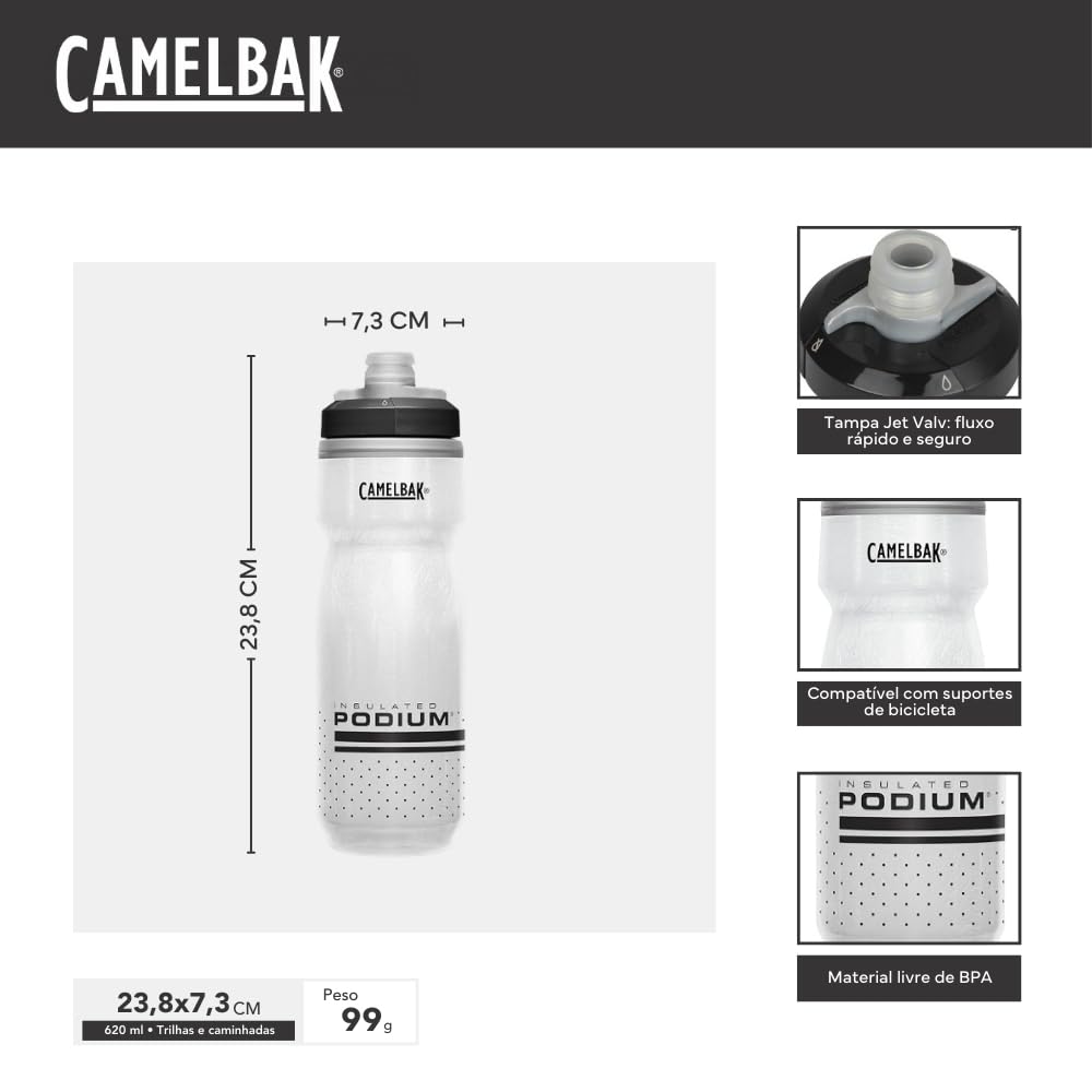 CamelBak Podium Chill Water Bottle 21oz, Black