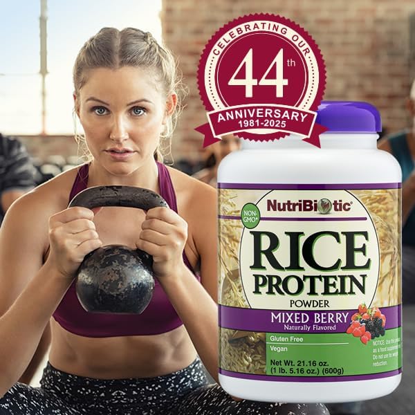 NutriBiotic ??Mixed Berry Rice Protein, 1 Lb 5 Oz (600g) | Low Carb, Keto-Friendly, Vegan, Raw