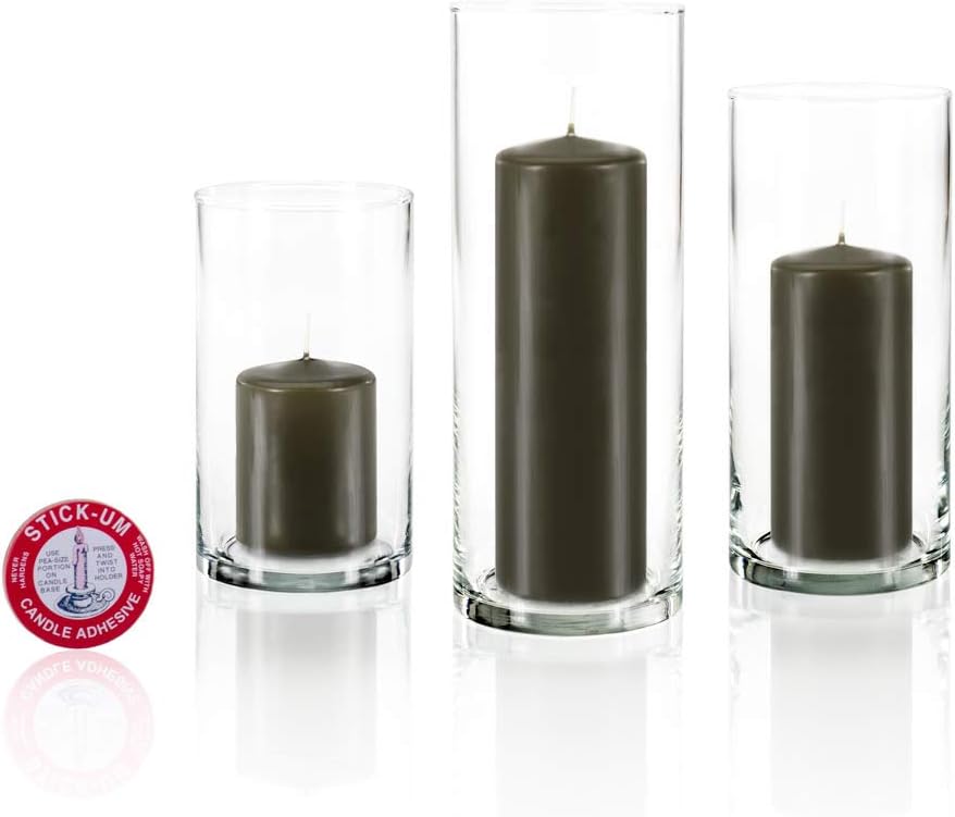 yummi Set of 36 Slim Pillars and Cylinder Vases - Olive