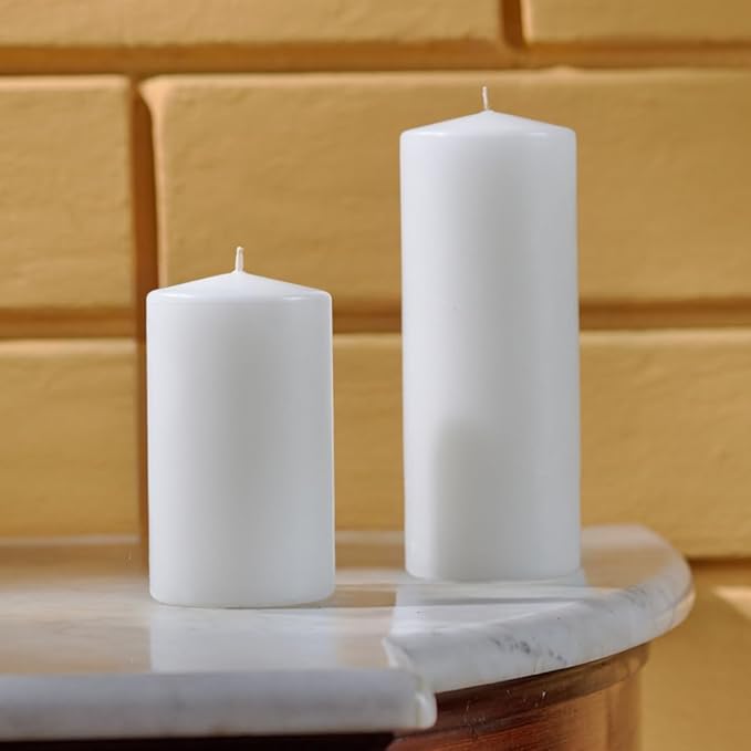 Simply Soson 2.5x6 inch White Pillar Candles, White Candles, Set of 6 White Pillar Candles Bulk