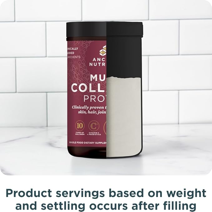 Ancient Nutrition Hydrolyzed Collagen Peptides Powder, Unflavored Multi Collagen Powder Packets for