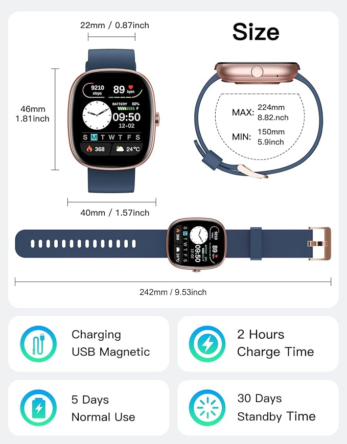 Fitness Tracker 2025 Ver. (Answer/Make Calls), 1.85" Smart Watch Fitness Watches for Women Men with