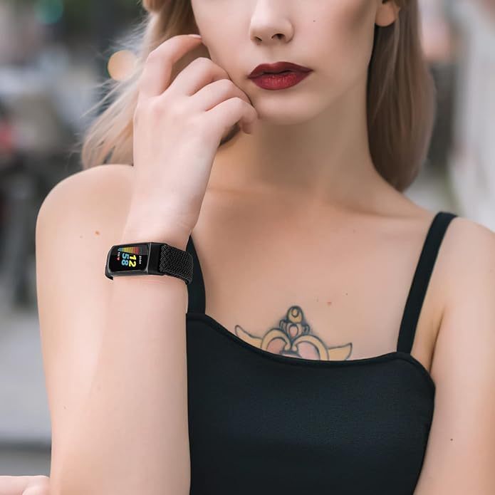 Braided Band Compatible with Fitbit Charge 6/Fitbit Charge 5, Soft Nylon Solo Loop Adjustable