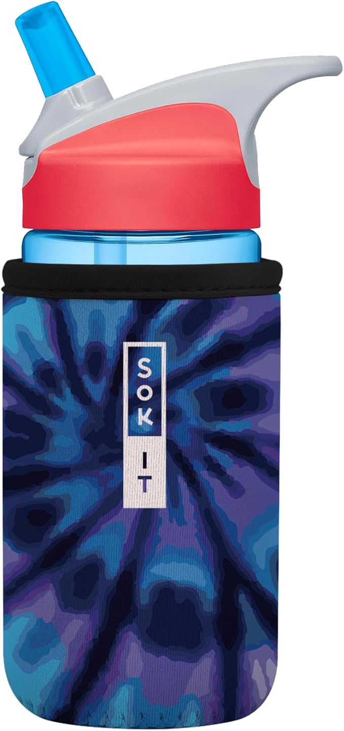 Sok It BotlSok Water Bottle Sleeve Insulated Neoprene Cover (Blue Tie Dye, Fits 12oz CamelBak or