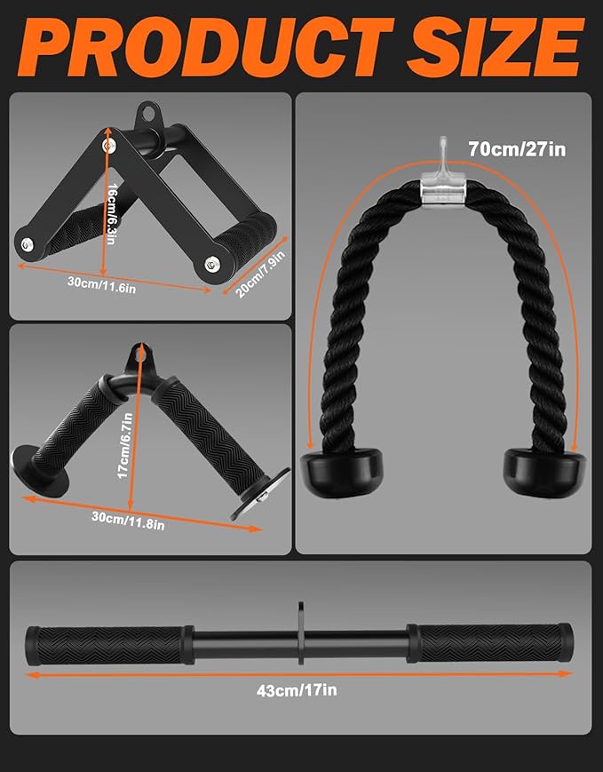 Fitarc Cable Machine Attachment Set, LAT Pulldown Attachments for Home Gym Equipment, Tricep Pull