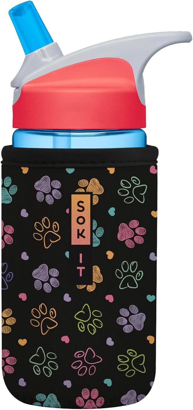 Sok It BotlSok Water Bottle Sleeve Insulated Neoprene Cover (Furry Footprints, Fits 12oz CamelBak