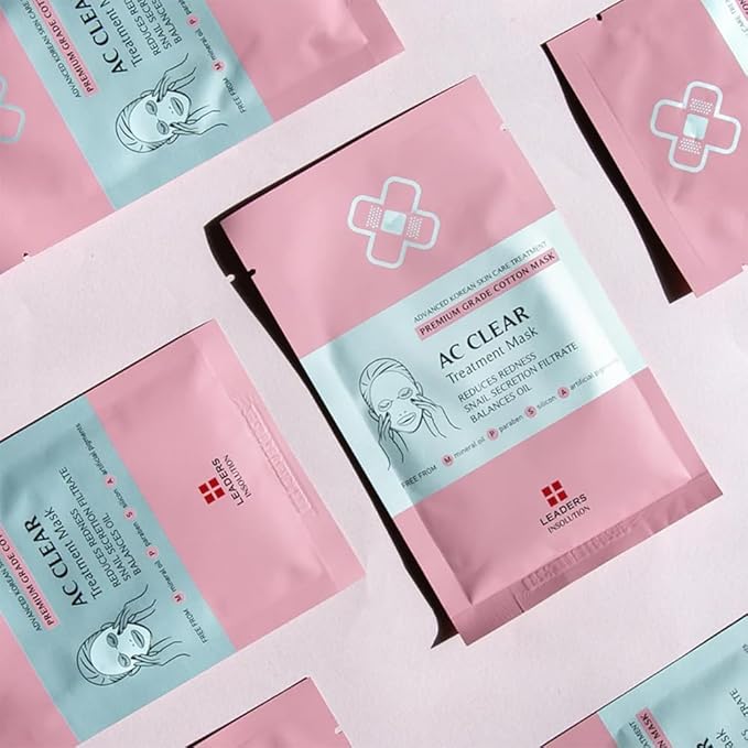 Leaders Insolution AC Clear Skin Clinic Mask | Snail Secretion & Tea Tree Oil for Acne, Redness