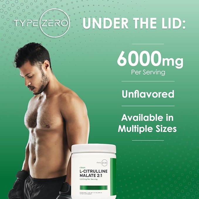 Type Zero L-Citrulline Malate Powder 2:1 6X (300g | 6000mg Per Serving | Unflavored) Ultra Clean L