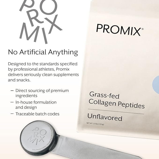 Promix Hydrolyzed Collagen Peptides - Type 1 Grass Fed Collagen, 4.7g glycine, Type 3 bioactive