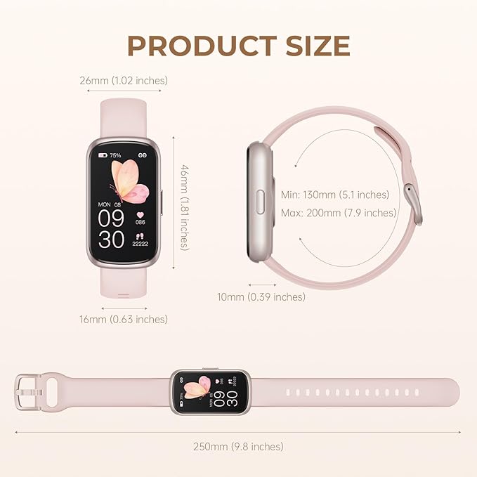 Health Fitness Tracker Smart Watch with 24/7 Heart Rate, Blood Oxygen, Sleep Tracker, Pedometer, 3