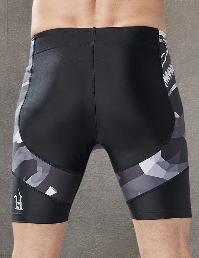 HUGE SPORTS Men's Rash Guard Swim Shorts Compression Swimming Jammer Cool Dry Active Swimsuit