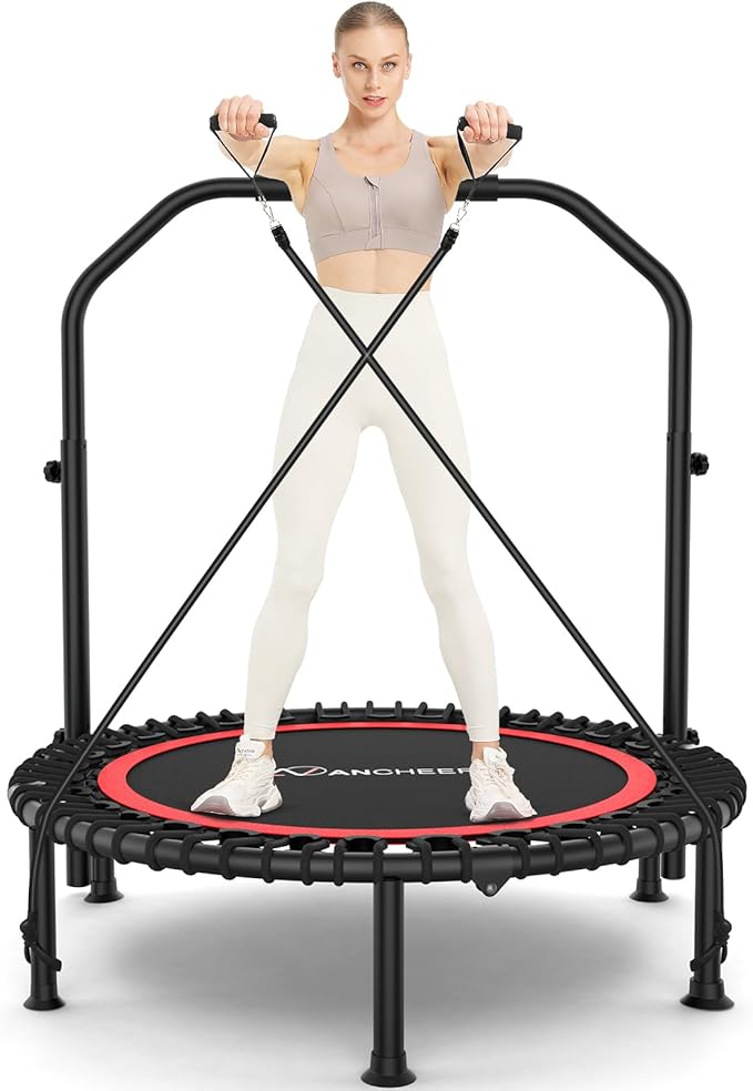 ANCHEER 40" Foldable Mini Trampoline,Max Load 450lbs/550lbs Indoor Trampoline,with 4 Level