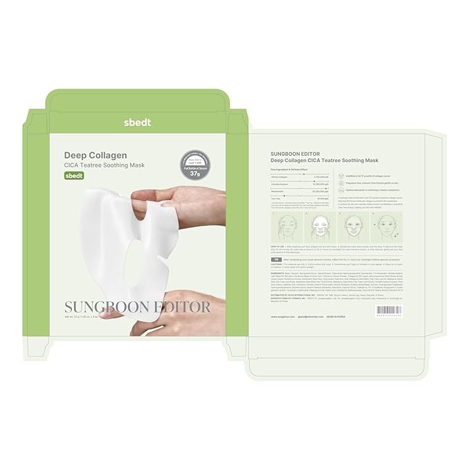 SUNGBOON EDITOR Deep Collagen CICA Tea tree Overnight Mask 37gx4ea | Real Collagen Face Mask with