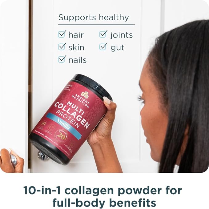 Collagen Powder Protein by Ancient Nutrition, Multi Collagen Vanilla Protein Powder, 45 Servings