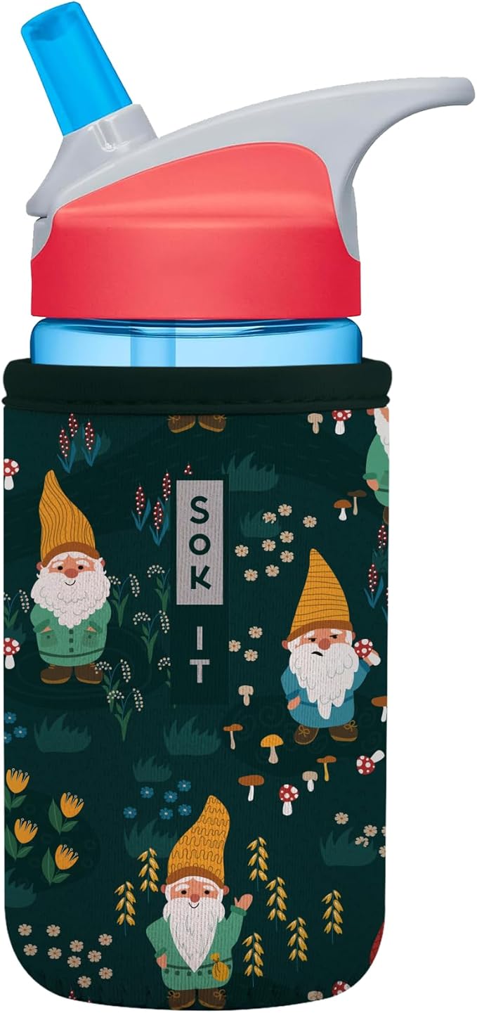 Sok It BotlSok Water Bottle Sleeve Insulated Neoprene Cover (Rollin' with my Gnomies, Fits 12oz