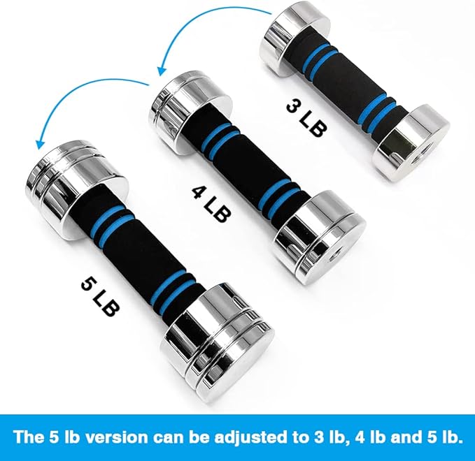 Northdeer Steel Dumbbells Ultracompact & Adjustable Chrome Dumbbell with Foam Handles 5lb 10lb 15lb