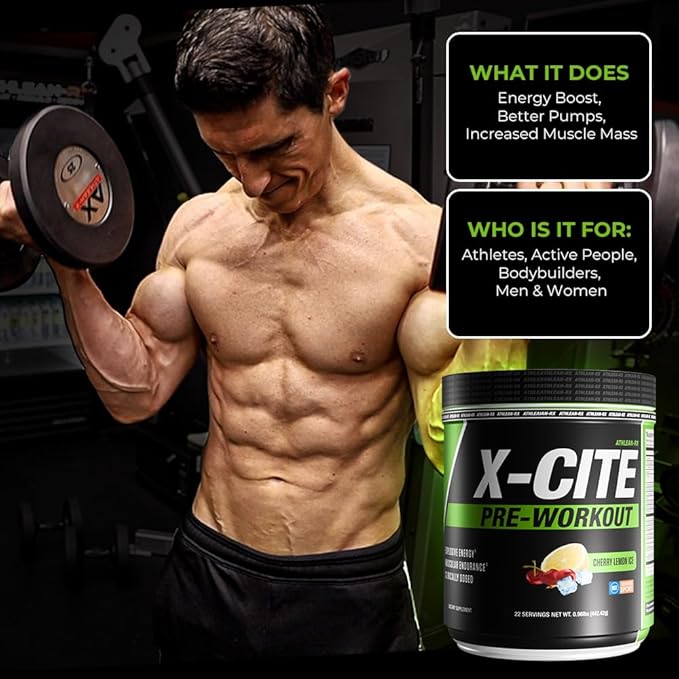 X-CITE Pre-Workout by ATHLEAN-X - Enhanced Formula with Beta-Alanine, Creatine & Caffeine for