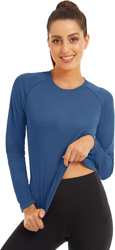 MAGCOMSEN Women's 2 Pack Long Sleeve Shirts UPF 50+ Sun Protection Quick Dry Swim Shirt for Rash