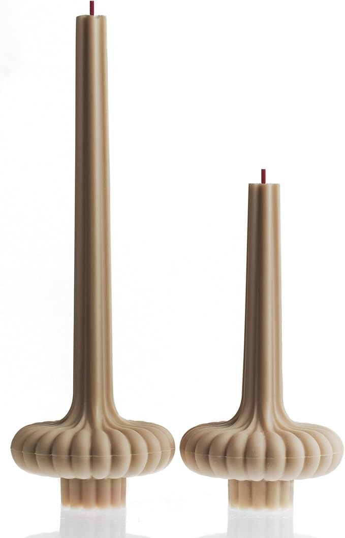 LAWA Set of 2 Pumpkin Base Candle - Beautiful Handmade Pillar Unscented Soy Wax Elegant Aesthetic