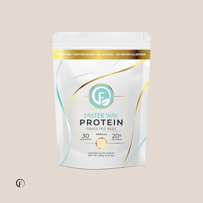 Faster Way - Protein Powder - Hydrolyzed Grass Fed Beef - 20g of Protein Per Serving - Muscle