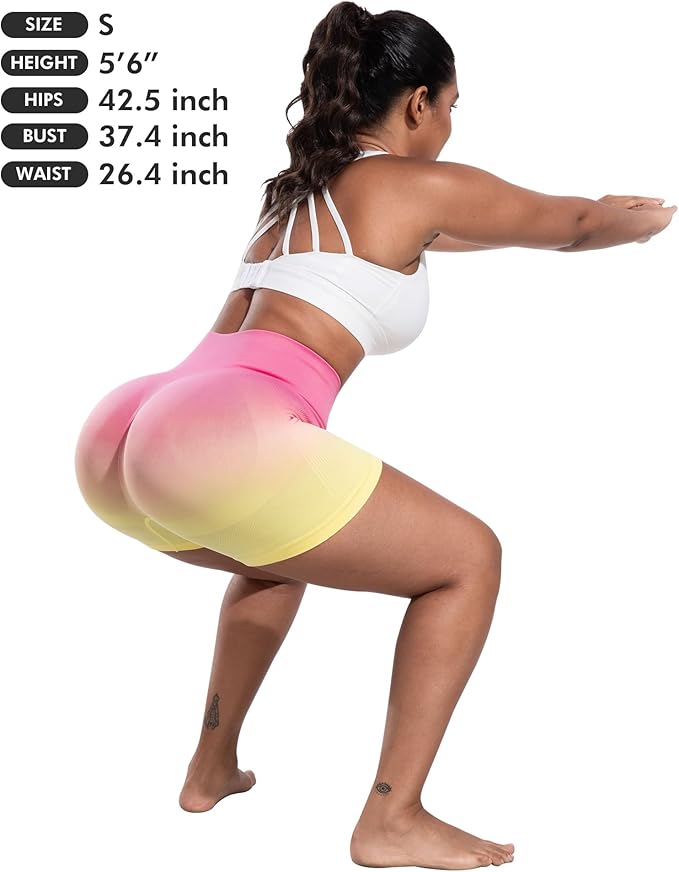 CHRLEISURE Women's 4 Packs Workout Gym Shorts, High Waisted Butt Lifting Scrunch Butt Seamless