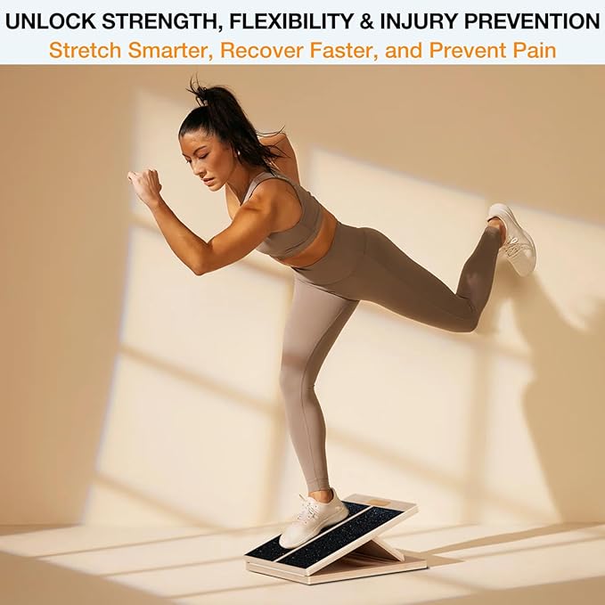 TEMI Slant Board for Calf-Stretching - Wooden Incline Wedge Stretcher for Squats, Foot & Ankle