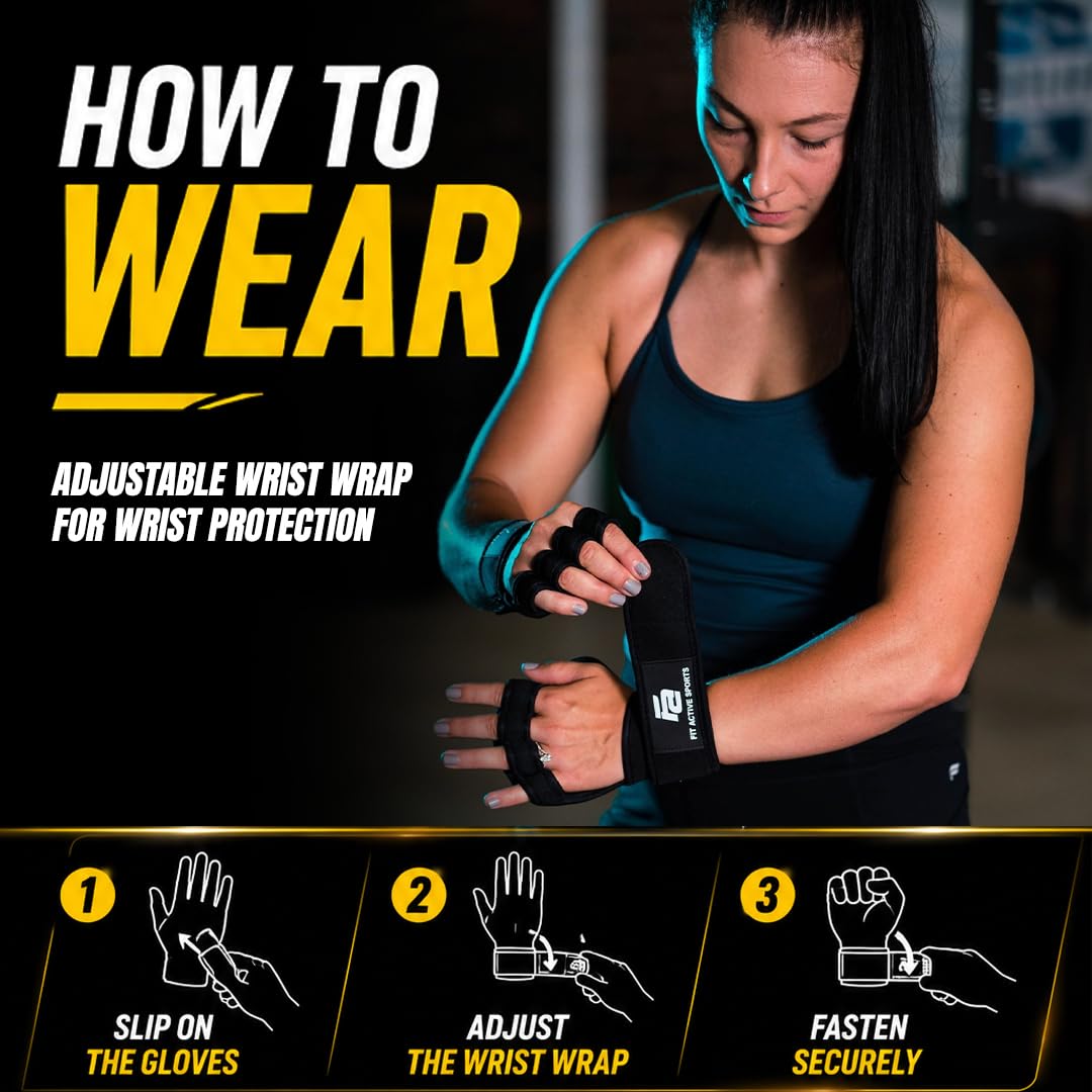 New Ventilated Weight Lifting Gloves with Built-In Wrist Wraps, Full Palm Protection & Extra Grip.