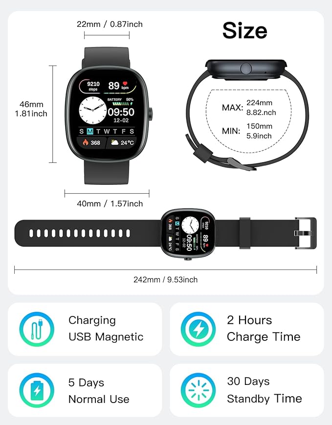 Fitness Tracker 2025 Ver. (Answer/Make Calls), 1.85" Smart Watch Fitness Watches for Women Men with
