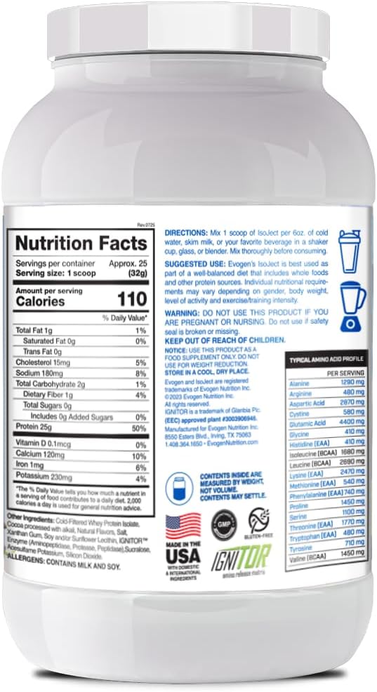 Evogen Isoject - Whey Protein Isolate | Ultra-Pure Whey Protein Powder with Ignitor Enzymes, BCAAs