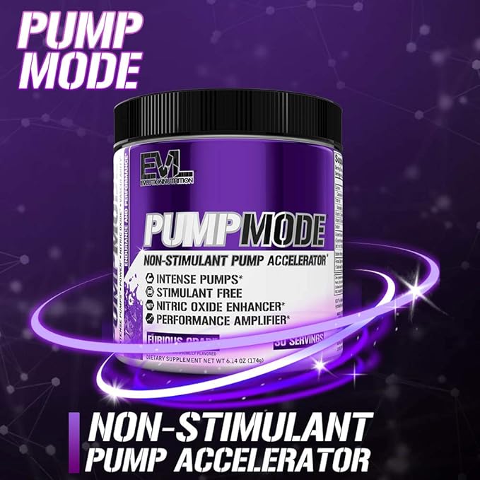 EVL PumpMode Nitric Oxide Supplement - Nitric Oxide Booster Pump Pre Workout Powder with Glycerol