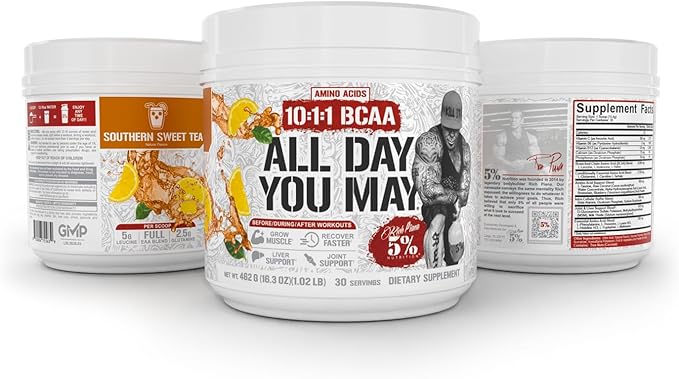 5% Nutrition Rich Piana AllDayYouMay BCAA Powder | Premium Intra & Post Workout Amino Acids