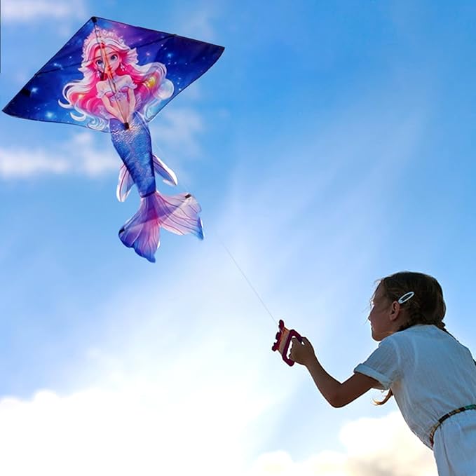 HENGDA KITE Beautiful Mermaid Kite for Kids Children Lovely Cartoon,Easy to Fly and