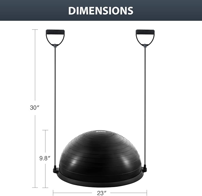ZELUS Balance Ball Trainer with Resistance Bands and Foot Pump, Inflatable Yoga Ball for Home Gym