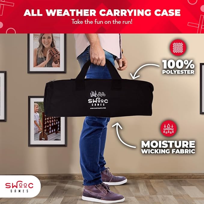 SWOOC Games - Rustic Ring Toss Game (All Weather) - Easy Setup & Extra Games Included - Ring Toss