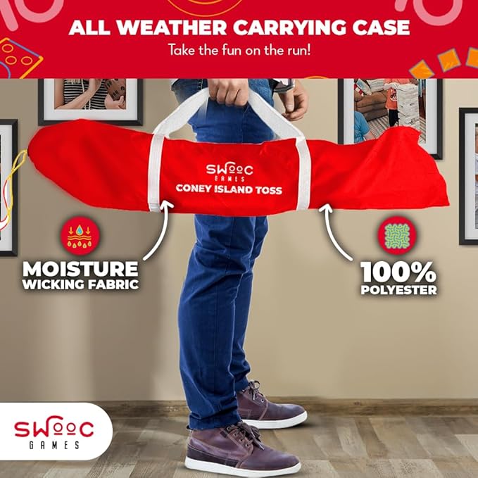 SWOOC Games - Coney Island Toss™ - Arcade Style Cornhole Board Set w/Carrying Case & 15+ Games