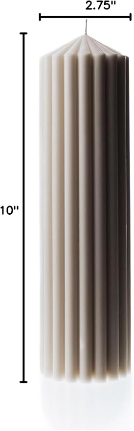 LAWA Ribbed Peak Pillar Candle - Large Beautiful Handmade Pillar Scented Soy Wax Candle Elegant