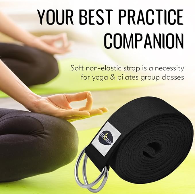 TECEUM Yoga Strap & Mat Strap – 2 IN 1 – Cotton – 6 ft 8 ft 10 ft (30+ colors) – Adjustable