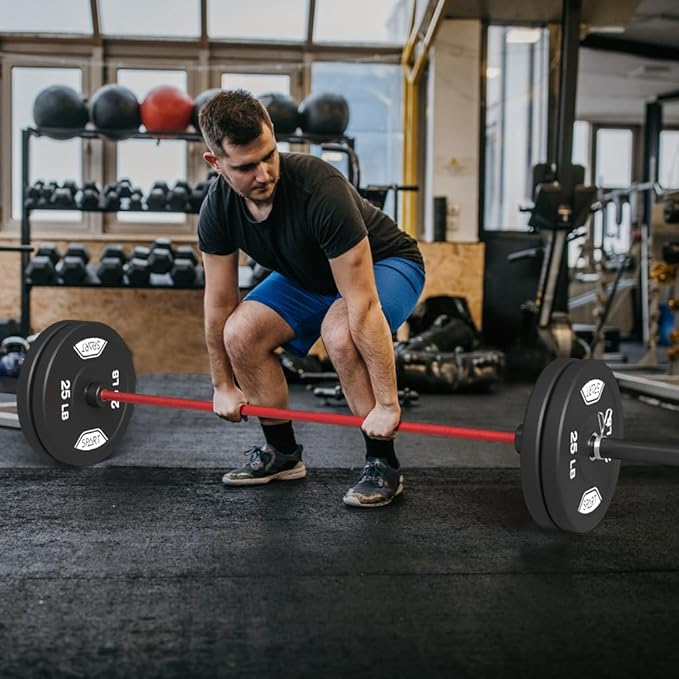 7FT Olympic Barbell Bar with Weight Plate Set Combo, Solid Olympic Bar with Bearings, 700Lbs