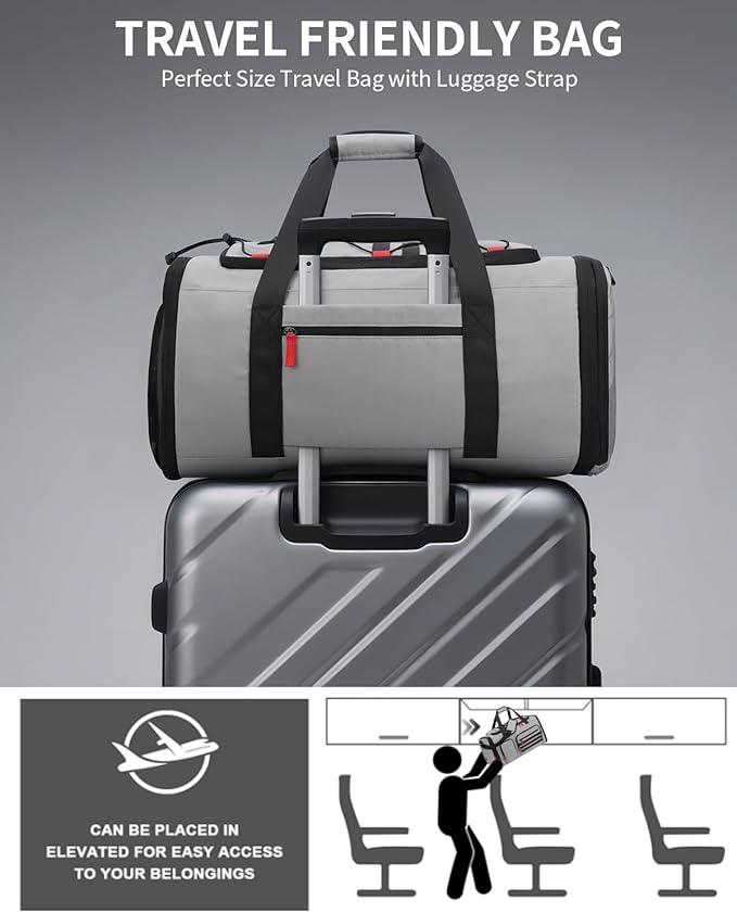 Gym Bags for Men Women, 45L Sports Travel Duffle Bag with Shoe Compartment, 3 in 1 Weekener