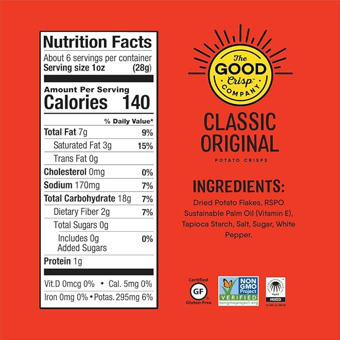 The Good Crisp Company, Potato Chips Variety Pack, 5.6 Ounce Canisters, Pack of 4 (Variety Pack)