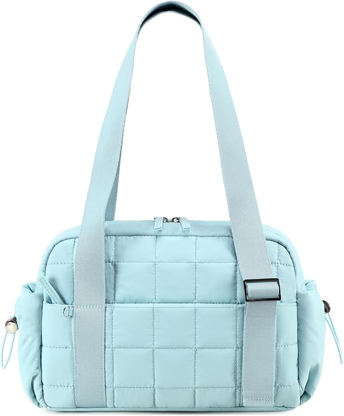 CAMTOP Mini Gym Bag for Women, Small Gym Tote Bag Puffy Quilted Sports Duffel Bag with Wet