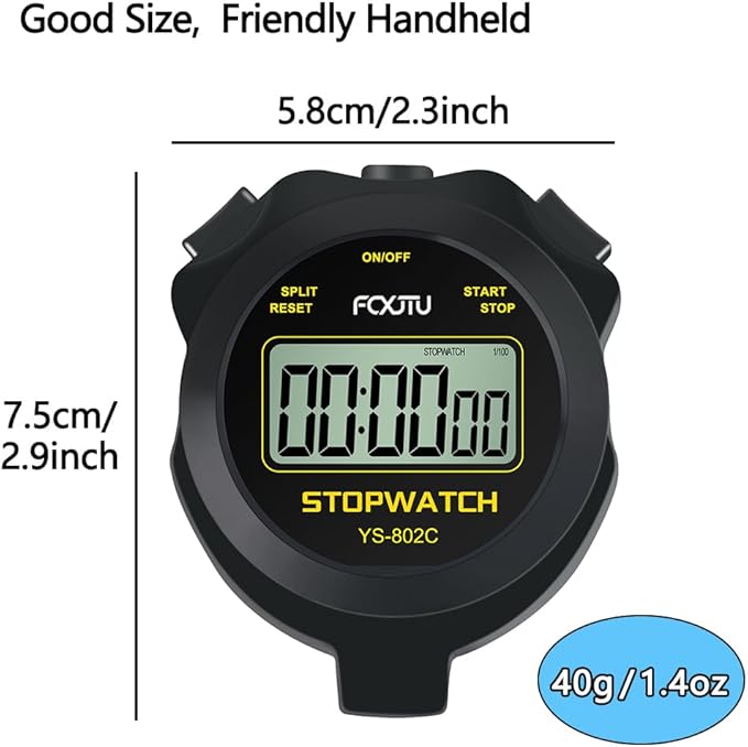 FCXJTU Digital Simple Stopwatch Timer, No Bells, No Alarm, Simple Basic Operation, Silent, Clear