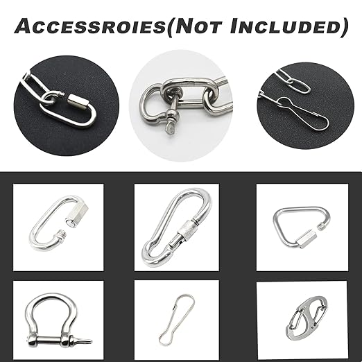 3/16 inch(5mm) Wire Diameter Stainless Steel Safety Chains 20 inch Long Link Rings Light Duty Coil