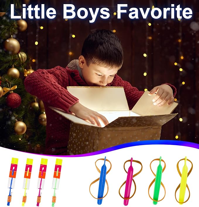 60pcs Led Arrow Helicopter Flying Toy Party Fun Gift Elastic Slingshot Flying Copters Birthdays