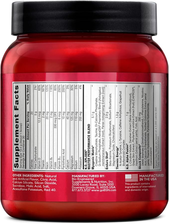 BSN N.O.-XPLODE Pre Workout Powder, Energy Supplement for Men and Women with Creatine and