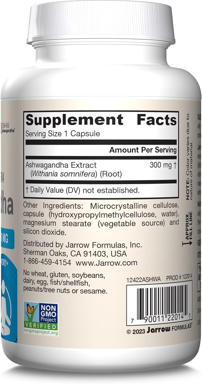 Jarrow Formulas® Ashwagandha Capsules, 300 mg Supplement Supports Normalized Resistance to Mental